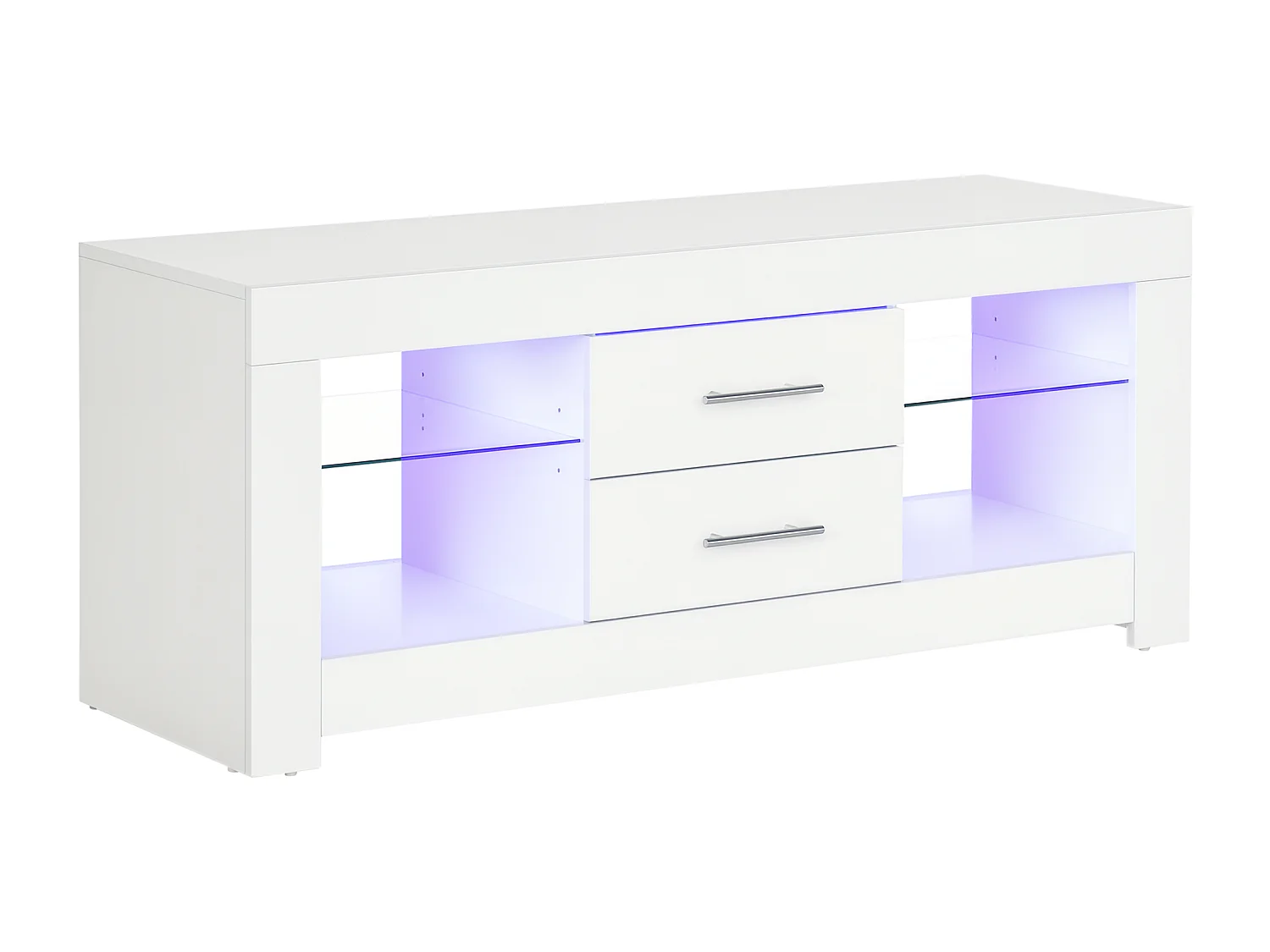 Mobile tv con luci led 12 colori e telecomando in legno e vetro