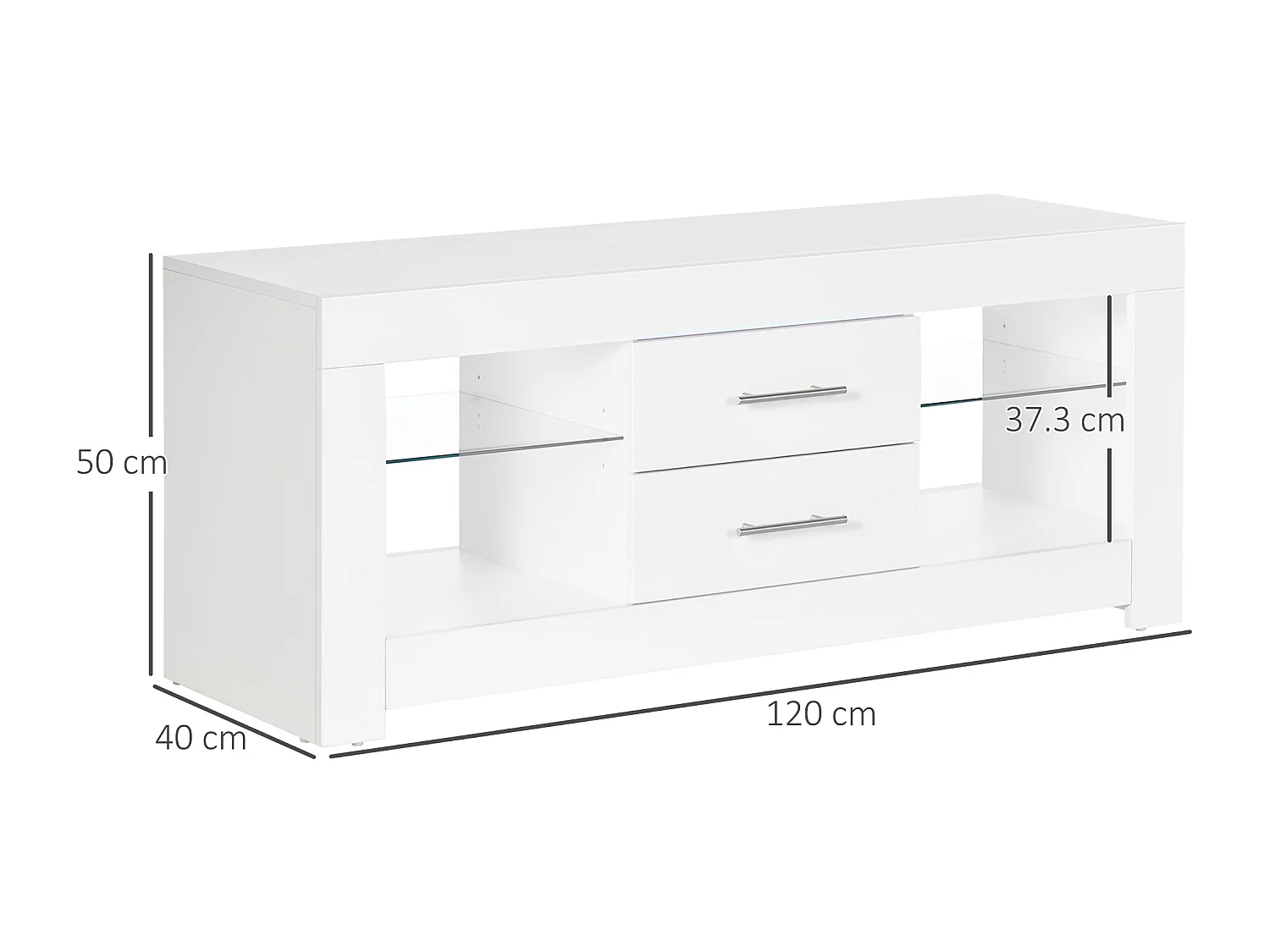 Mobile tv con luci led 12 colori e telecomando in legno e vetro