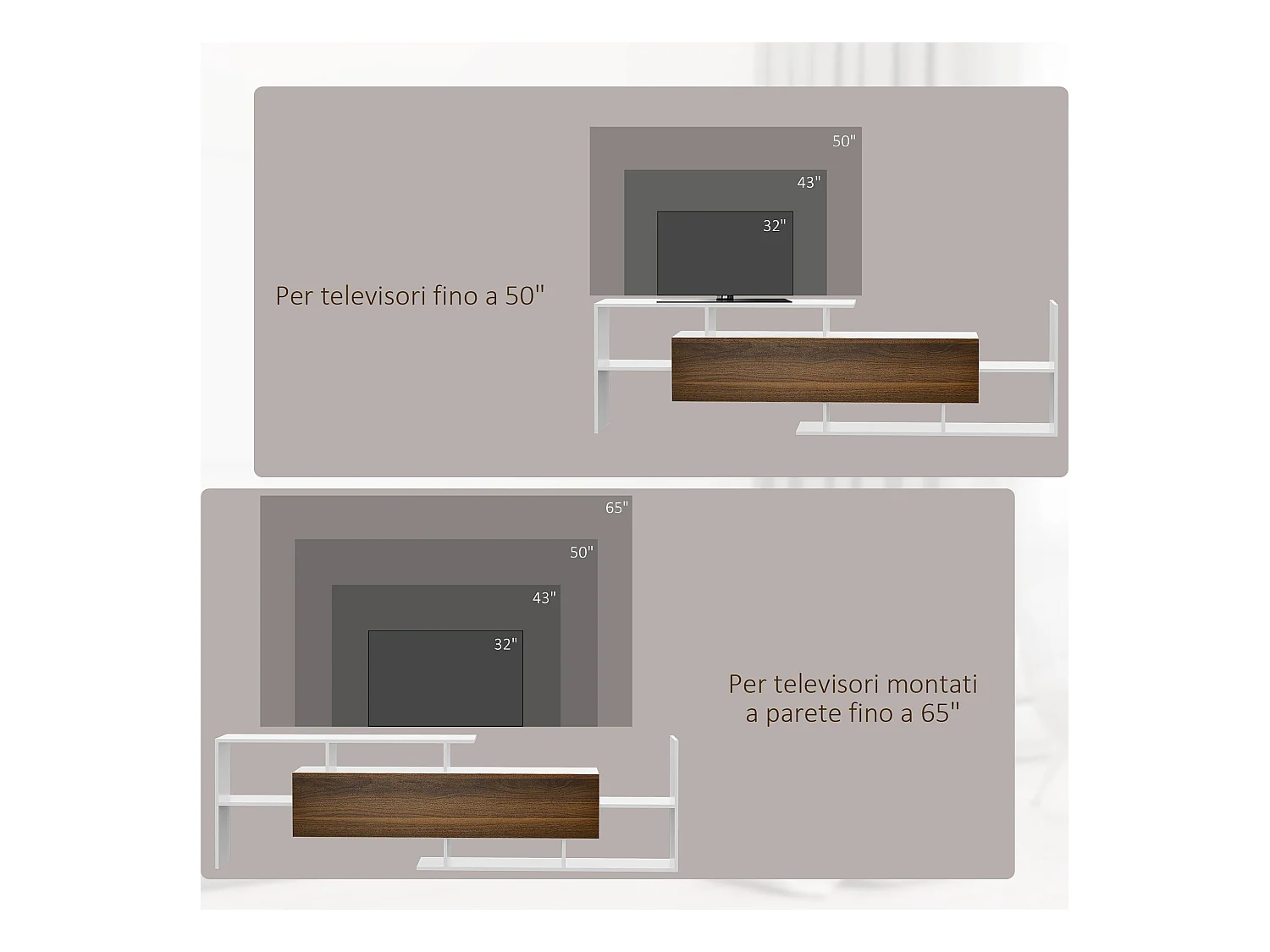 Mobile tv con mensola a muro ripiani aperti e armadietto