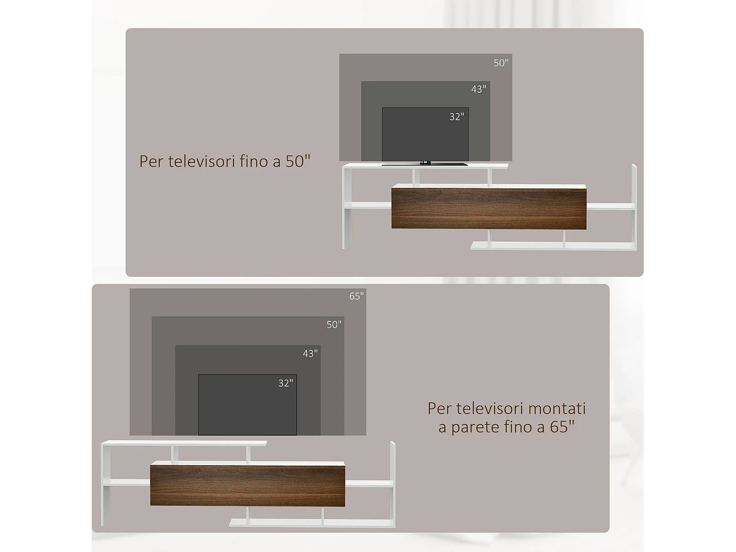 Mobile tv con mensola a muro ripiani aperti e armadietto