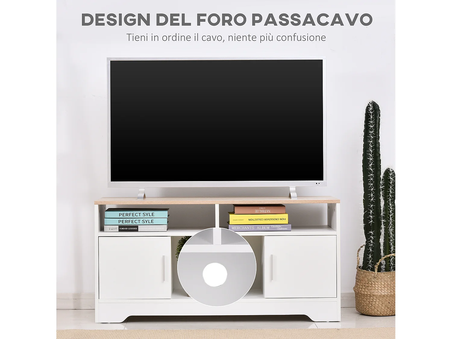 Mobile tv 42&nbsp; 3 scomparti aperti 2 armadietti piano d'appoggio