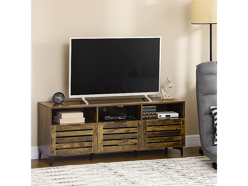 Mobile tv fino a 65" in stile rustico 140,4x36x55cm marrone
