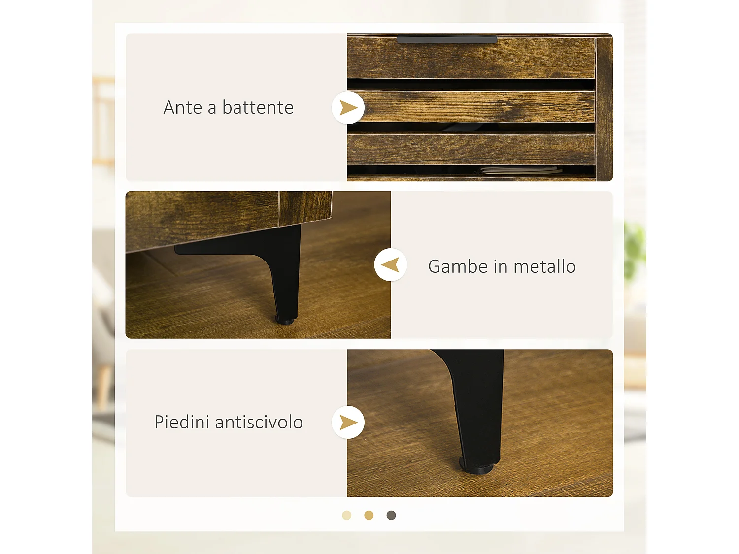 Mobile tv fino a 65" in stile rustico 140,4x36x55cm marrone