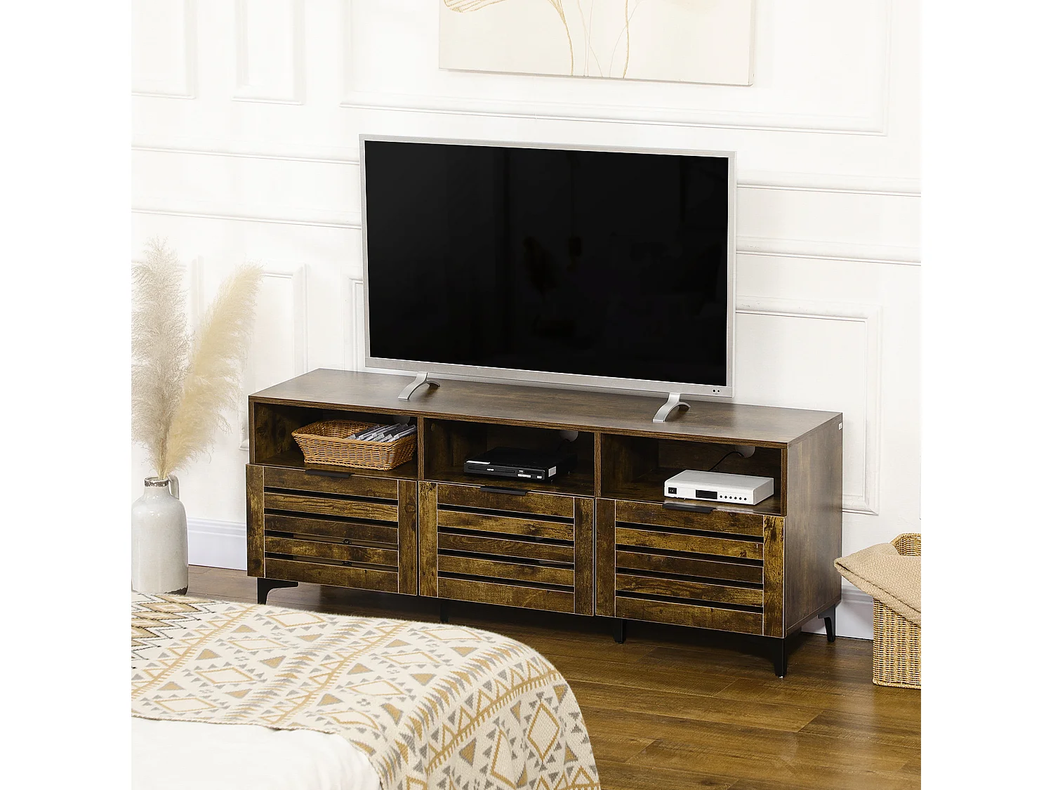 Mobile tv fino a 65" in stile rustico 140,4x36x55cm marrone