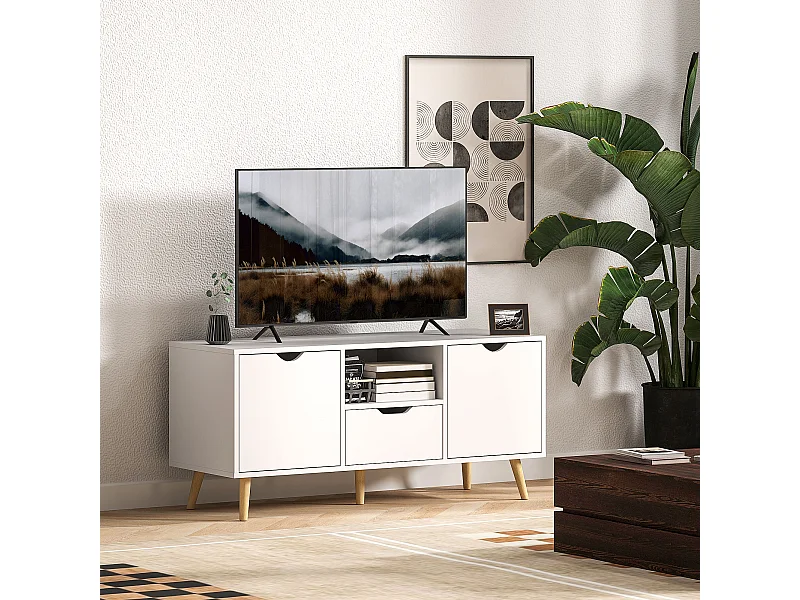 Mobile porta tv max 50" con cassetto e armadietti colore bianco