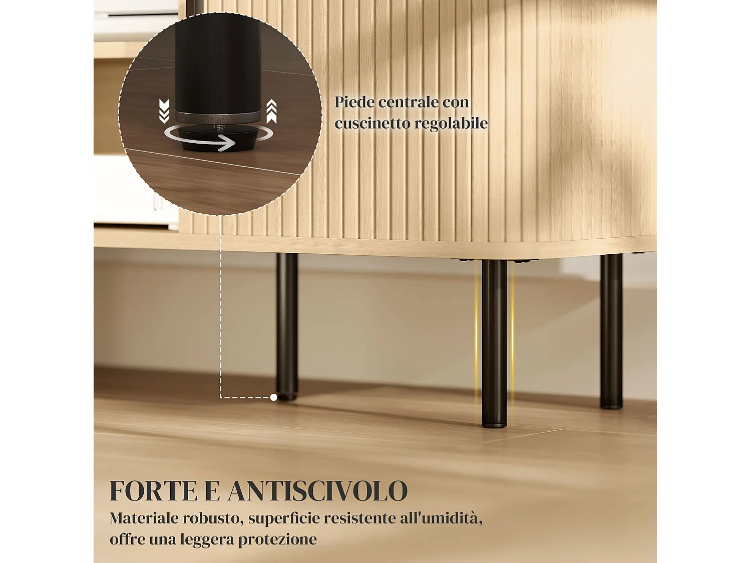 Mobile tv 55&nbsp; con 2 armadietti e 2 ripiani in legno e acciaio