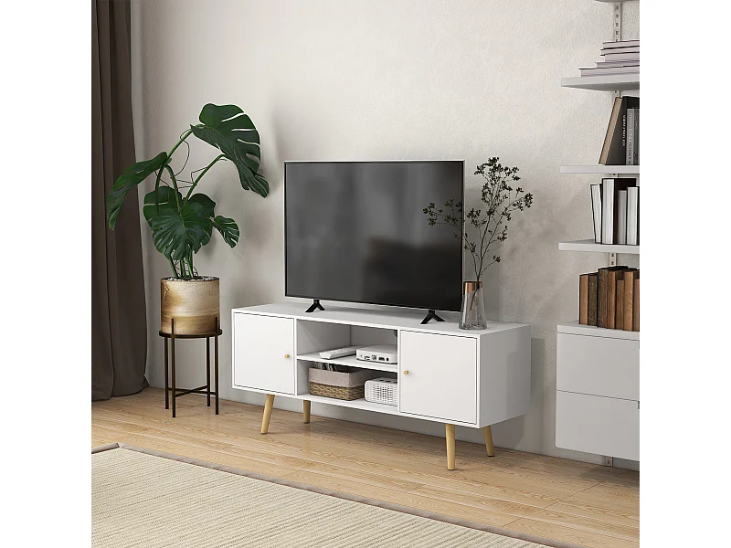 Mobile tv 55 pollici max con 2 armadietti e 2 ripiani in truciolato