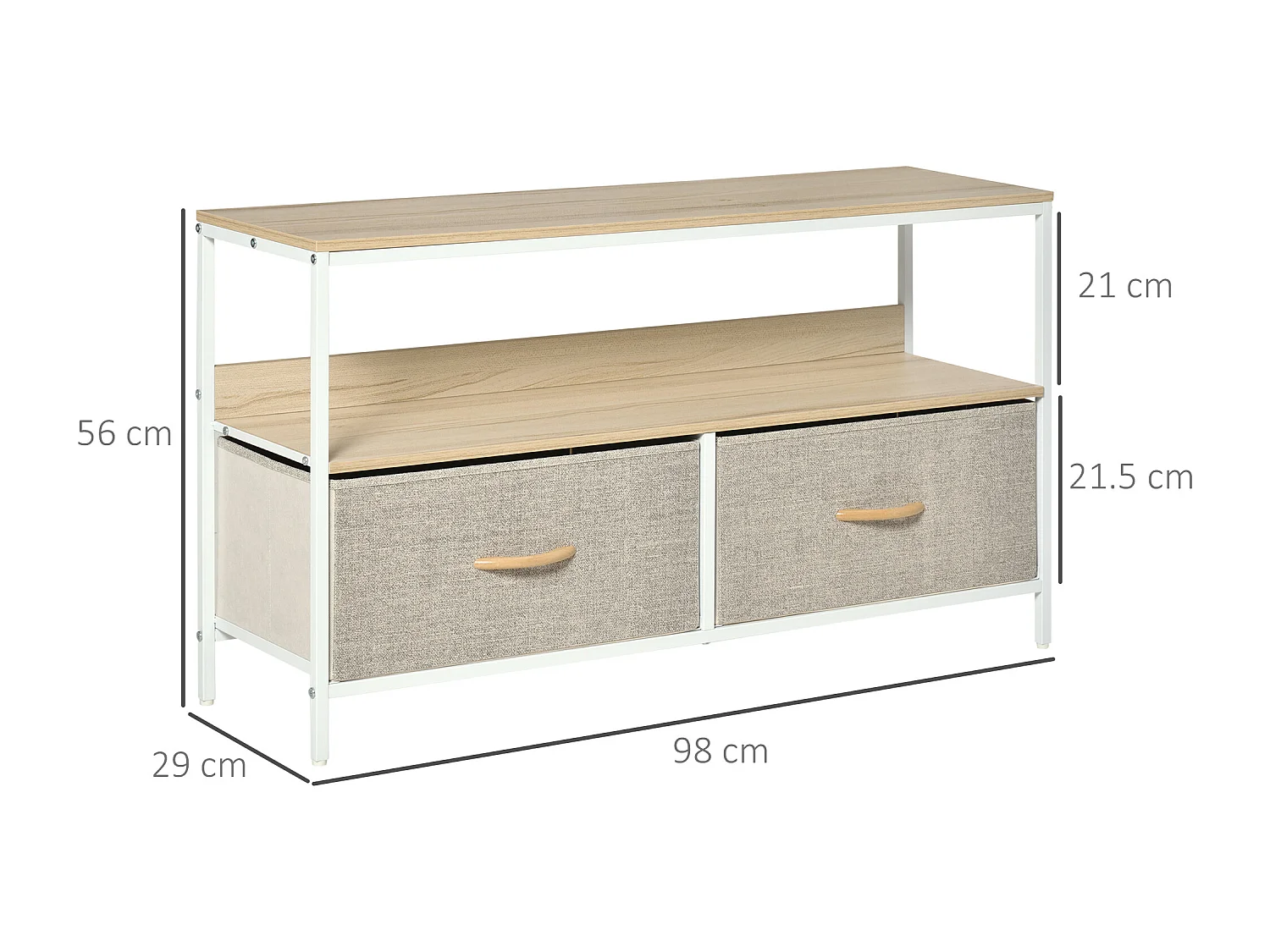 Mobile porta tv da 47&nbsp; con cassetti pieghevoli e ripiano aperto