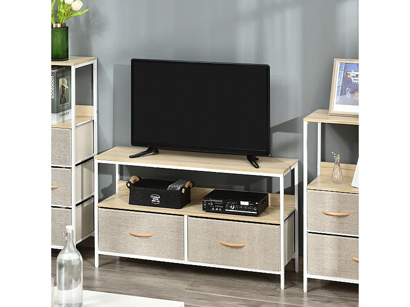 Mobile porta tv da 47&nbsp; con cassetti pieghevoli e ripiano aperto