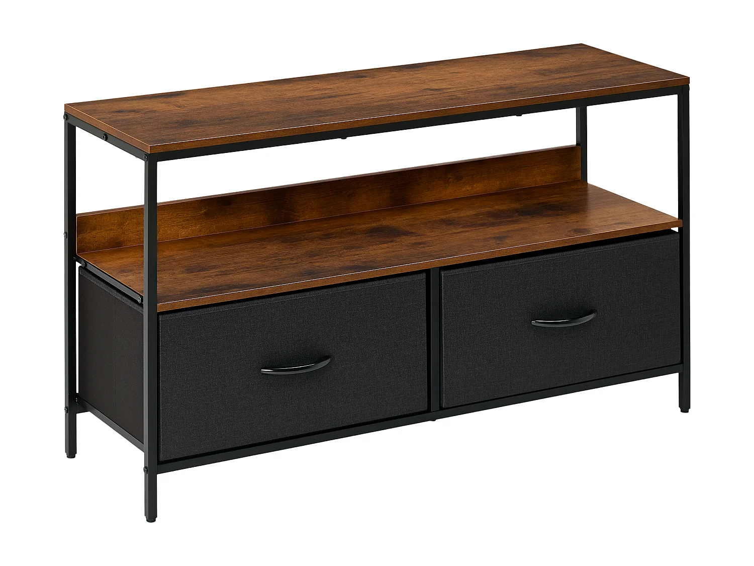 Mobile tv stile industriale con 2 cassetti e mensola 98x29x56cm