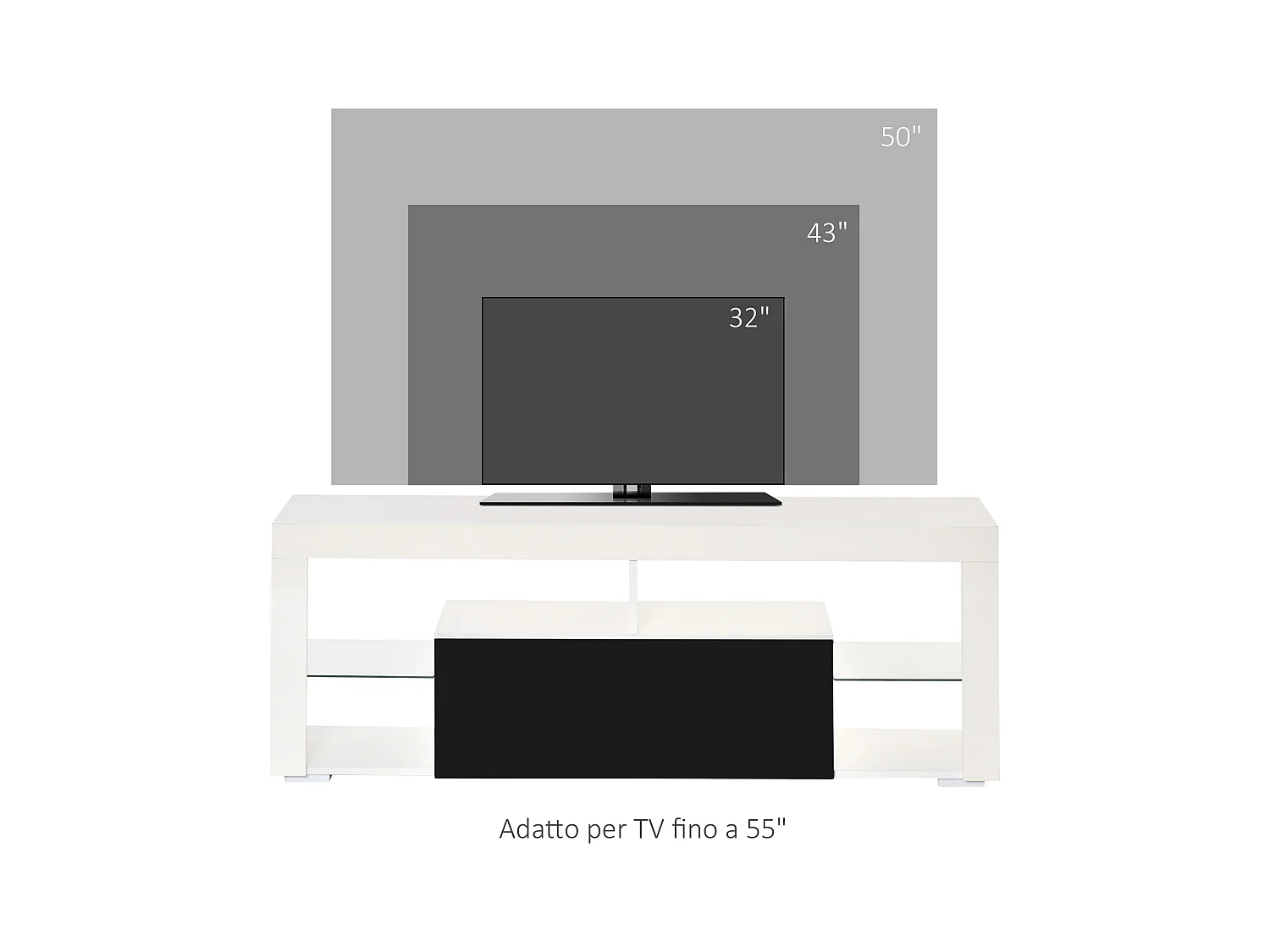 Mobile porta tv con luci led colorate per televisioni 55 pollice