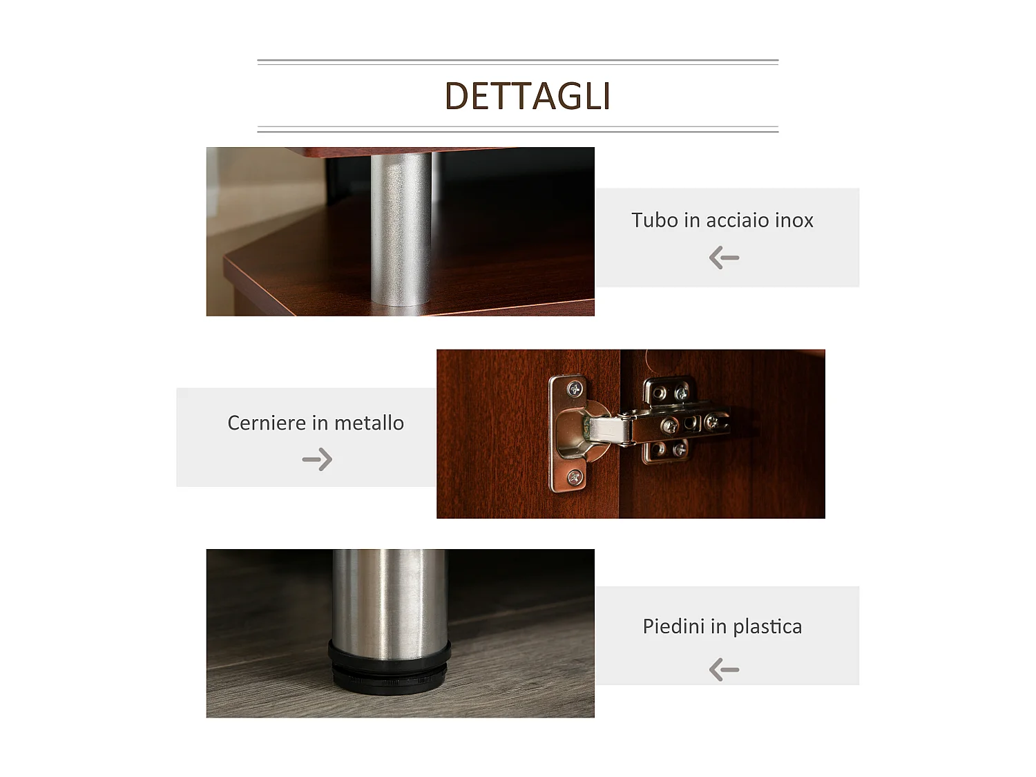 Mobile porta tv fino a 55" 2 vani con ante marrone