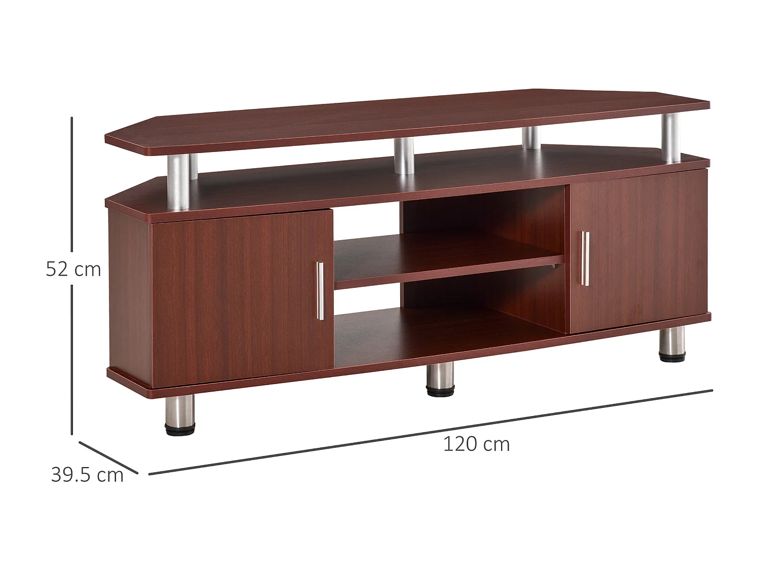 Mobile porta tv fino a 55" 2 vani con ante marrone
