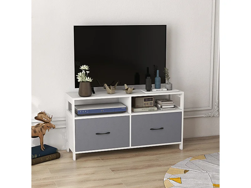 Mobile tv 45&nbsp; max con 2 cassetti e 2 ripiani bianco grigio