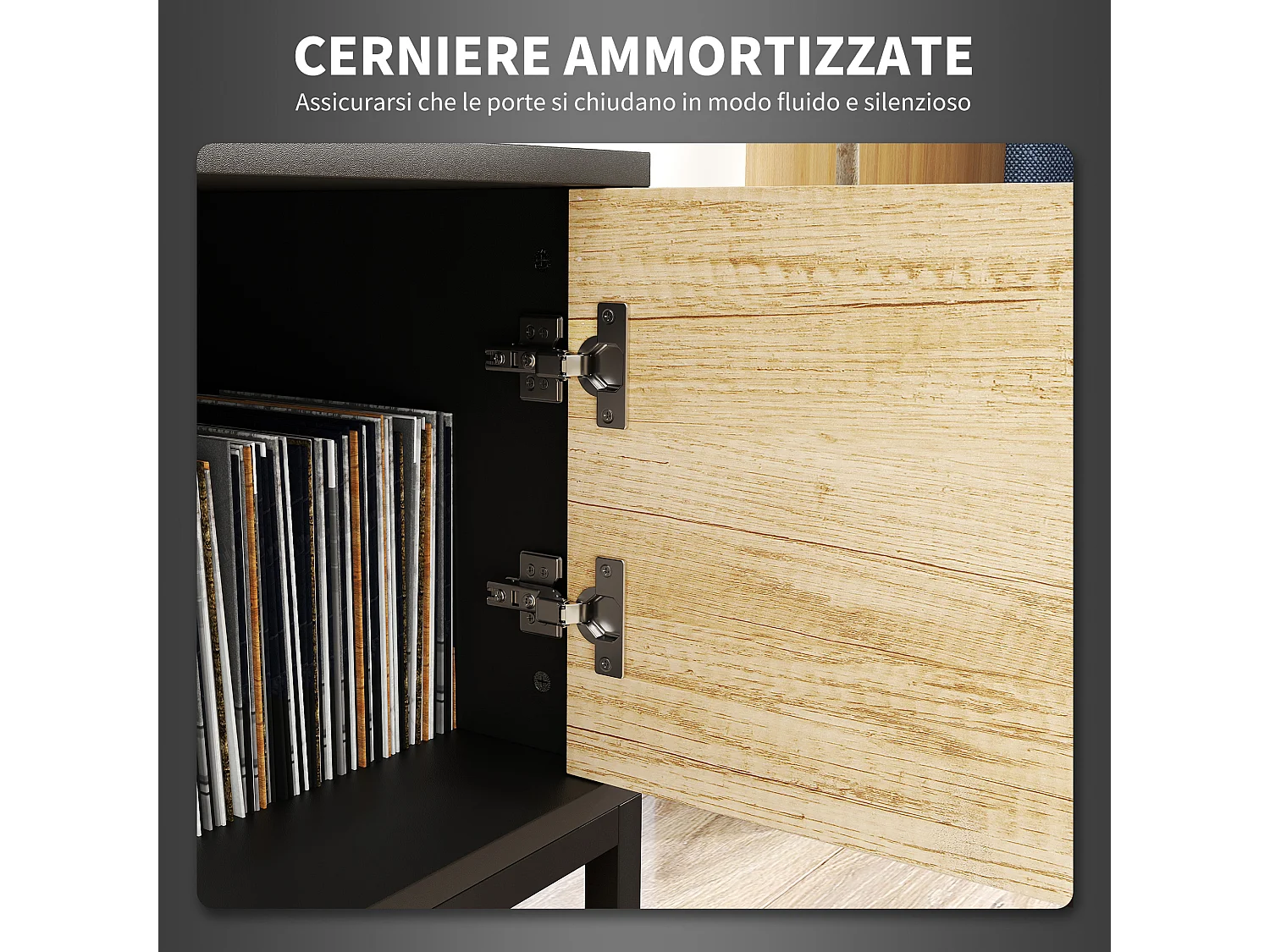 Mobile porta tv 60&nbsp; con armadietto 2 cassetti e ripiani colore legno