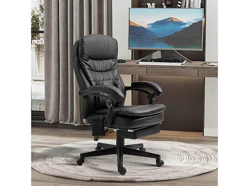 Sedia da ufficio massaggiante similpelle con presa usb nero