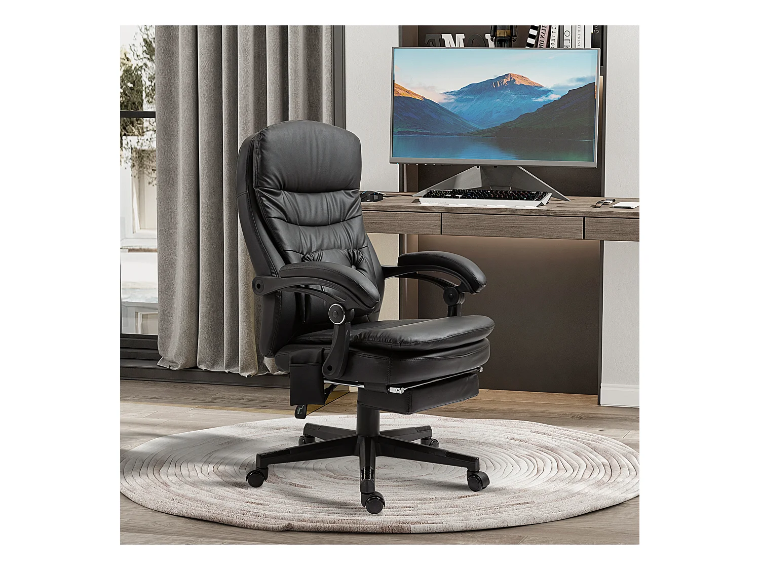 Sedia da ufficio massaggiante similpelle con presa usb nero