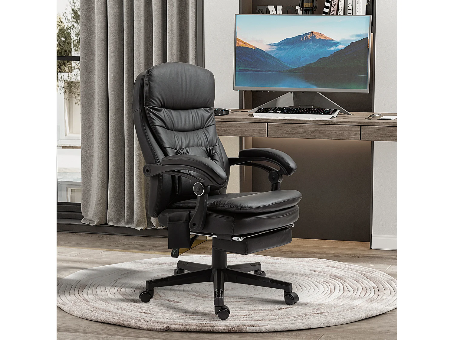 Sedia da ufficio massaggiante similpelle con presa usb nero