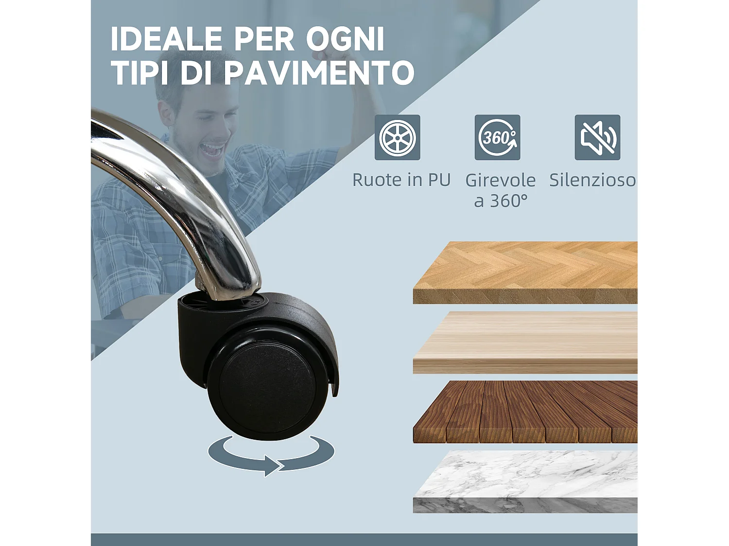 Sedia da ufficio massaggiante e riscaldante con poggiapiedi grigio