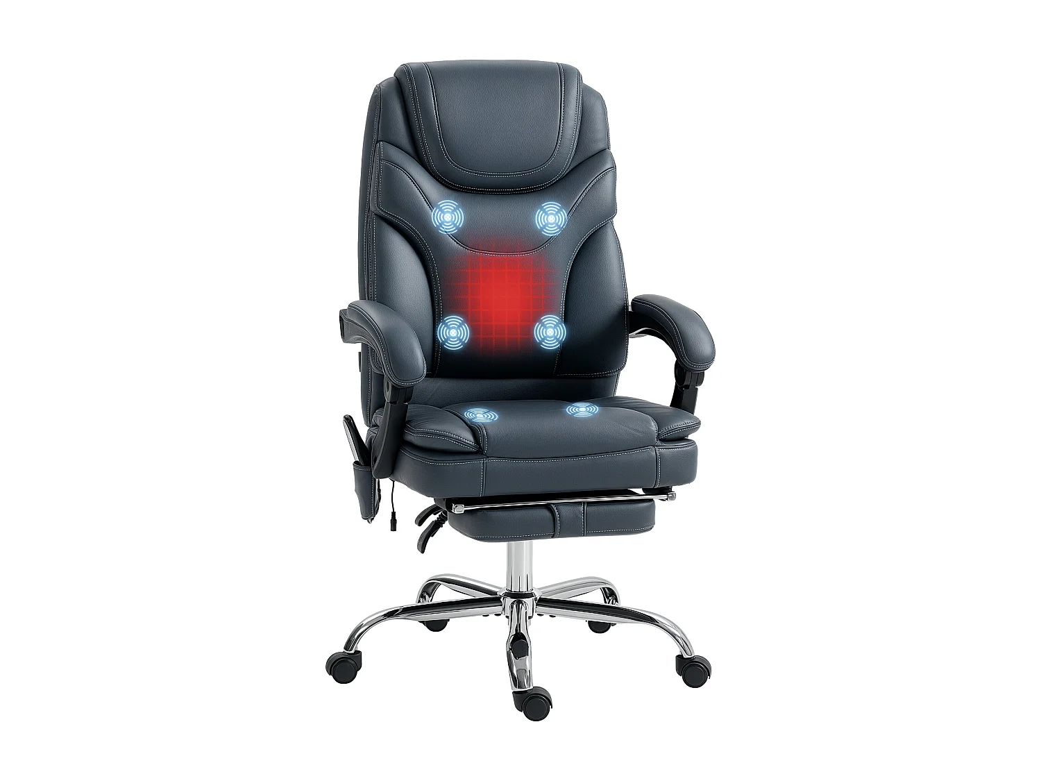 Sedia da ufficio massaggiante e riscaldante con poggiapiedi grigio