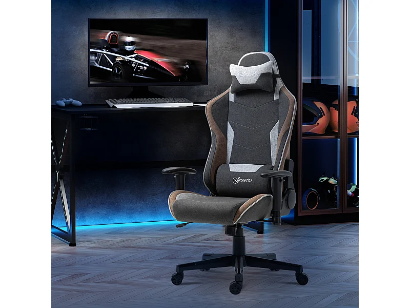 Sedia gaming reclinabile a 150° poggiatesta cuscino lombare