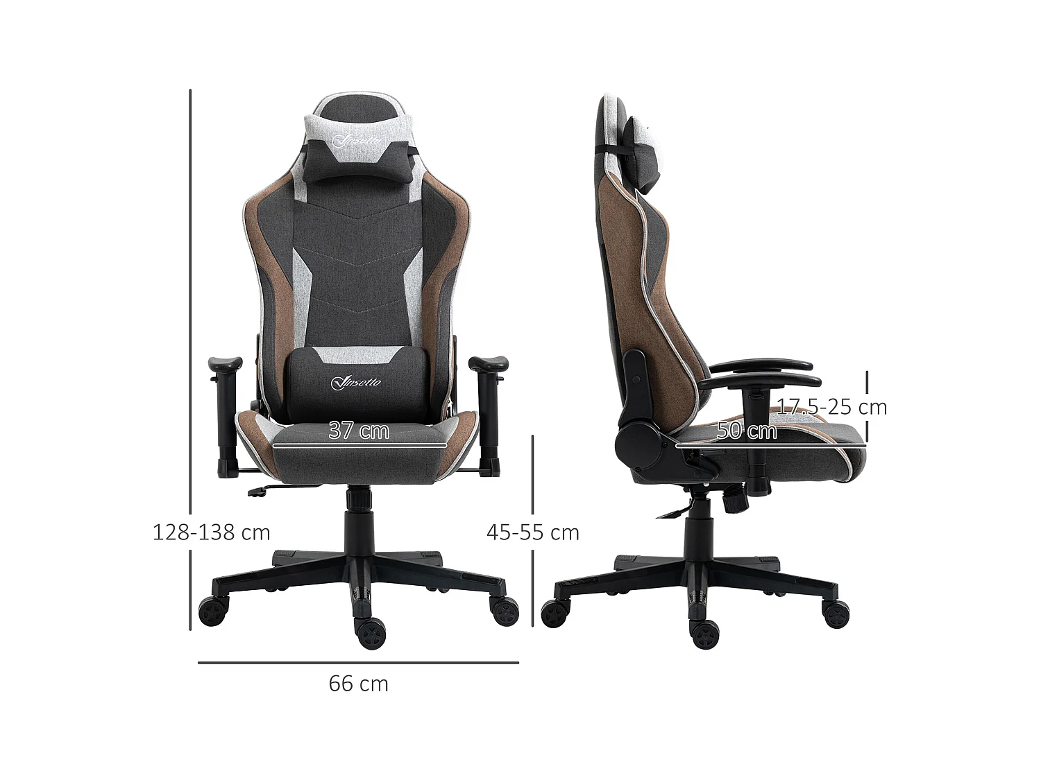 Sedia gaming reclinabile a 150° poggiatesta cuscino lombare