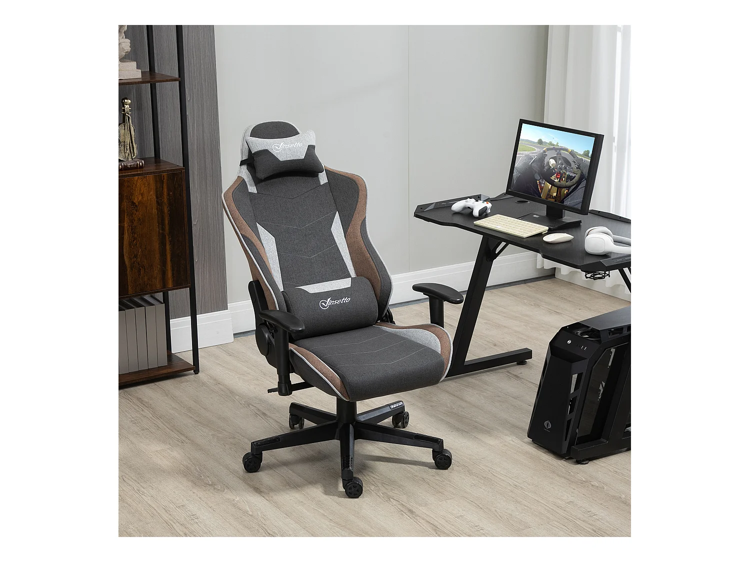 Sedia gaming reclinabile a 150° poggiatesta cuscino lombare