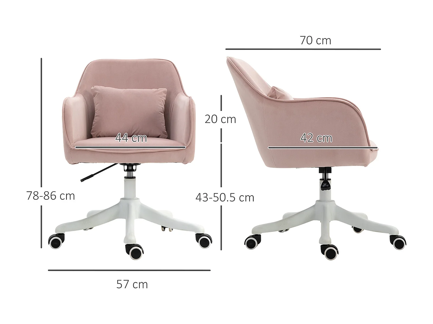 Sedia da ufficio massaggiante a 2 punti in tessuto con cuscino rosa