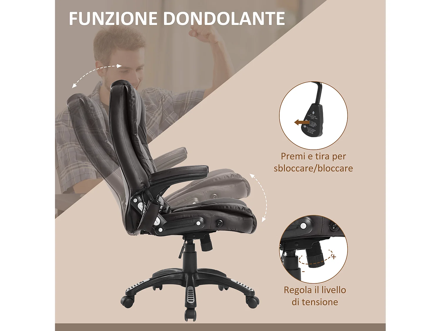 Poltrona massaggiante da ufficio a 6 punti di massaggio in pu