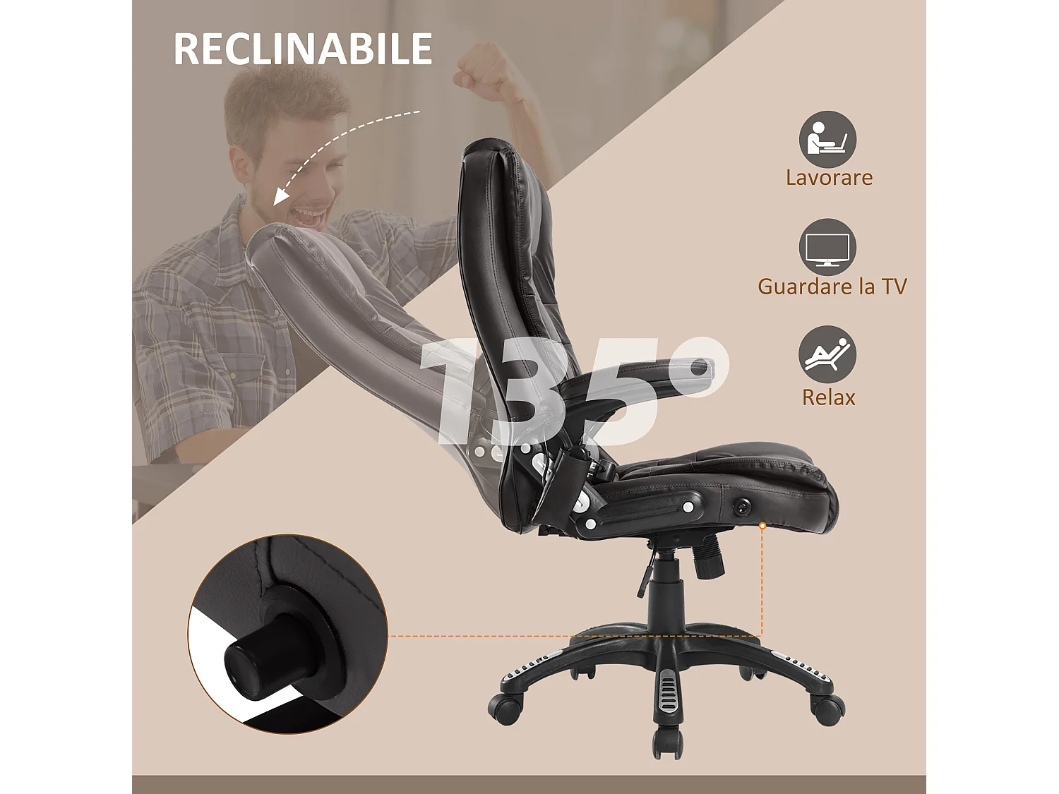 Poltrona massaggiante da ufficio a 6 punti di massaggio in pu