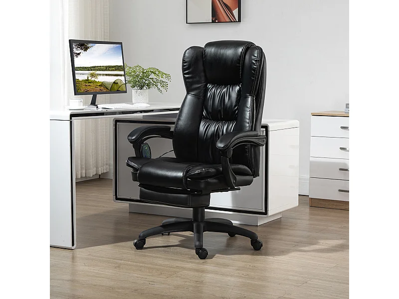 Sedia da ufficio ergonomica con 6 punti massaggianti nera