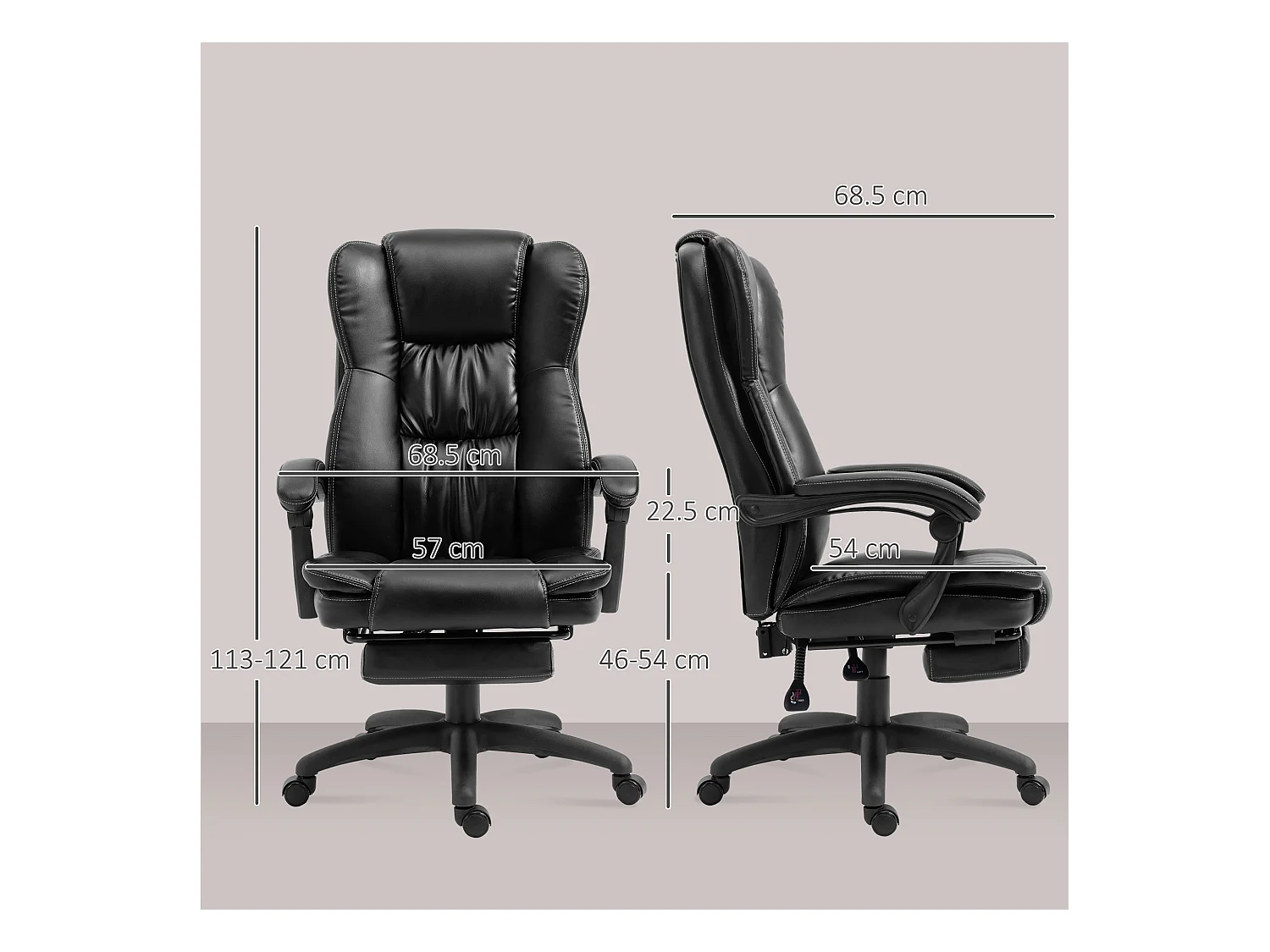 Sedia da ufficio ergonomica con 6 punti massaggianti nera