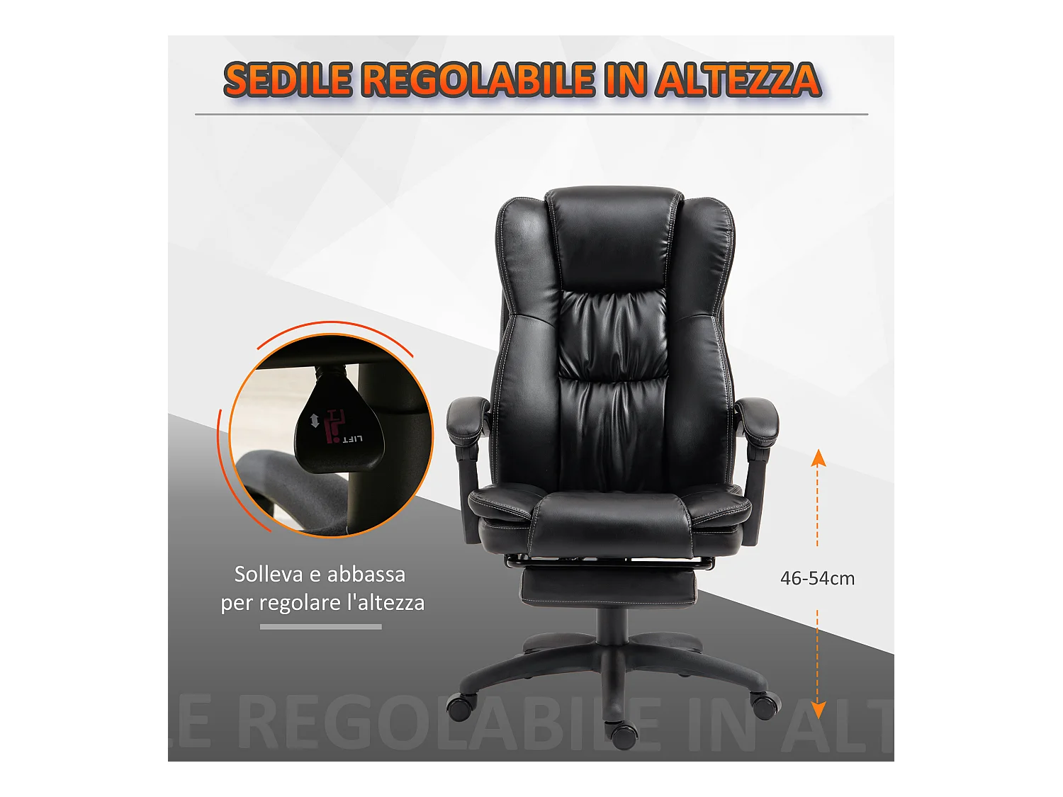 Sedia da ufficio ergonomica con 6 punti massaggianti nera