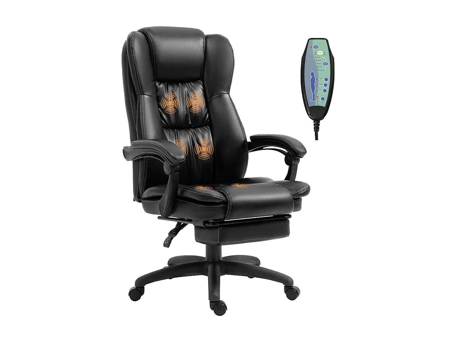 Sedia da ufficio ergonomica con 6 punti massaggianti nera