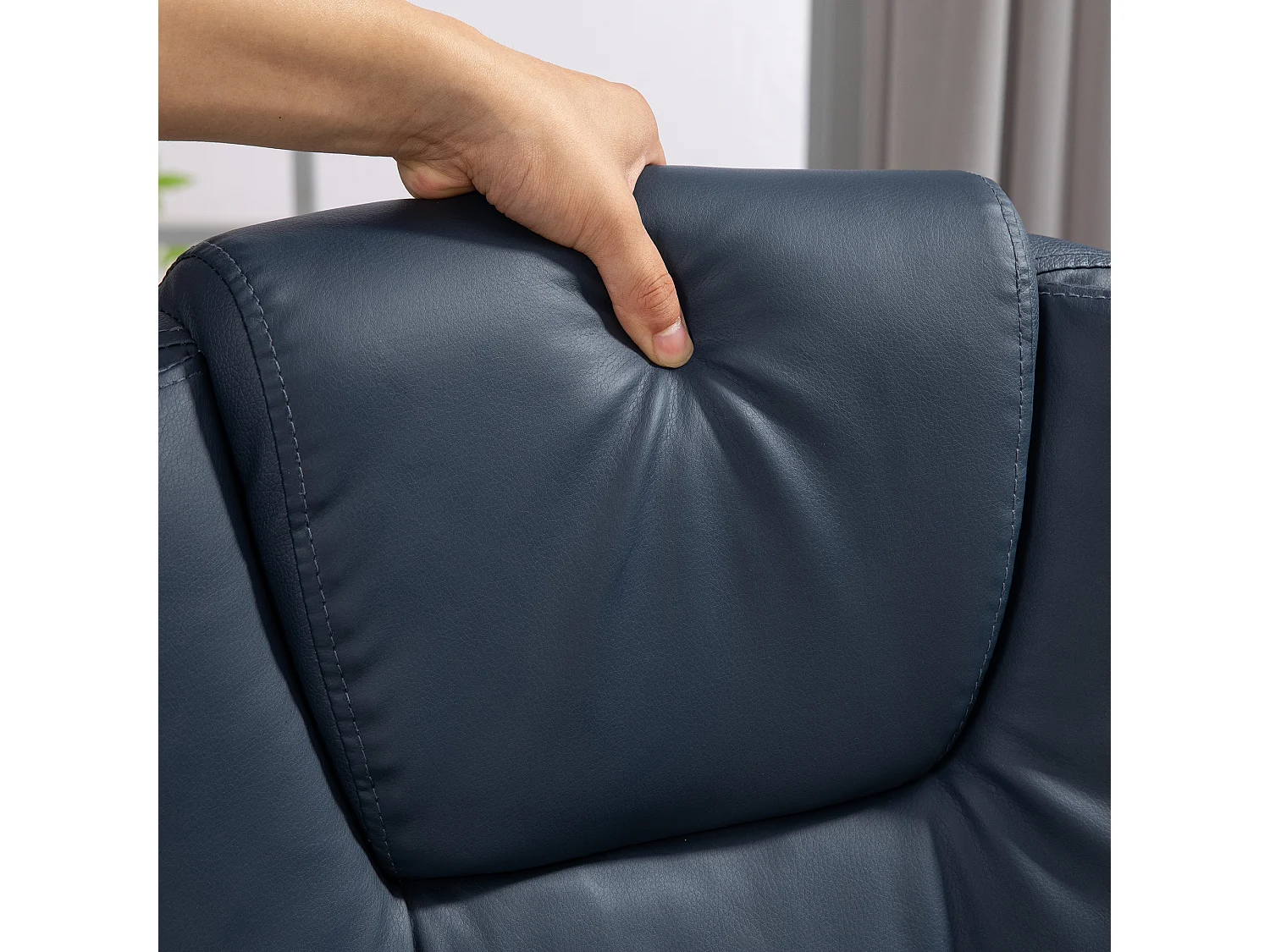 Poltrona ergonomica da ufficio reclinabile con poggiapiedi blu