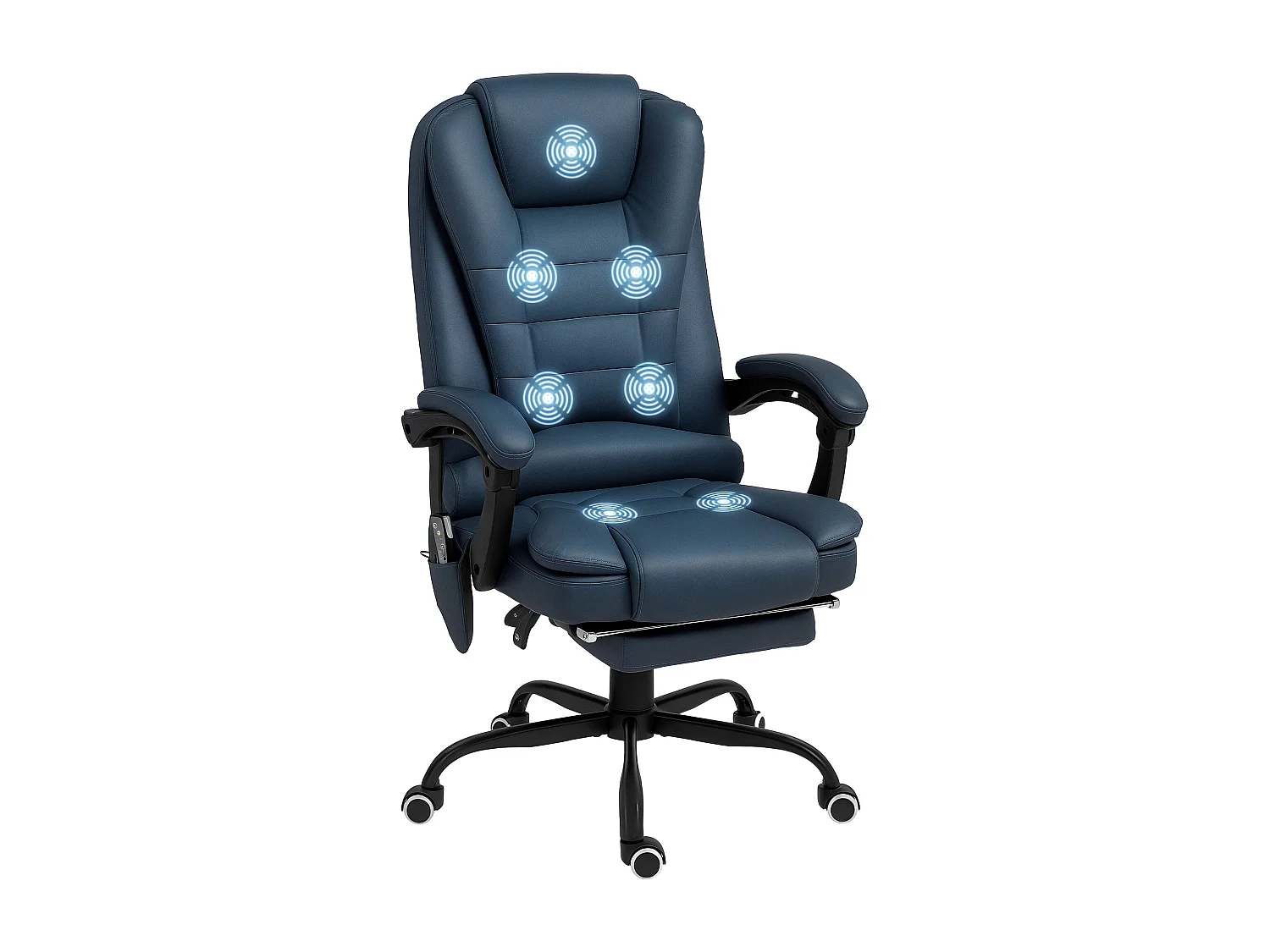 Poltrona ergonomica da ufficio reclinabile con poggiapiedi blu