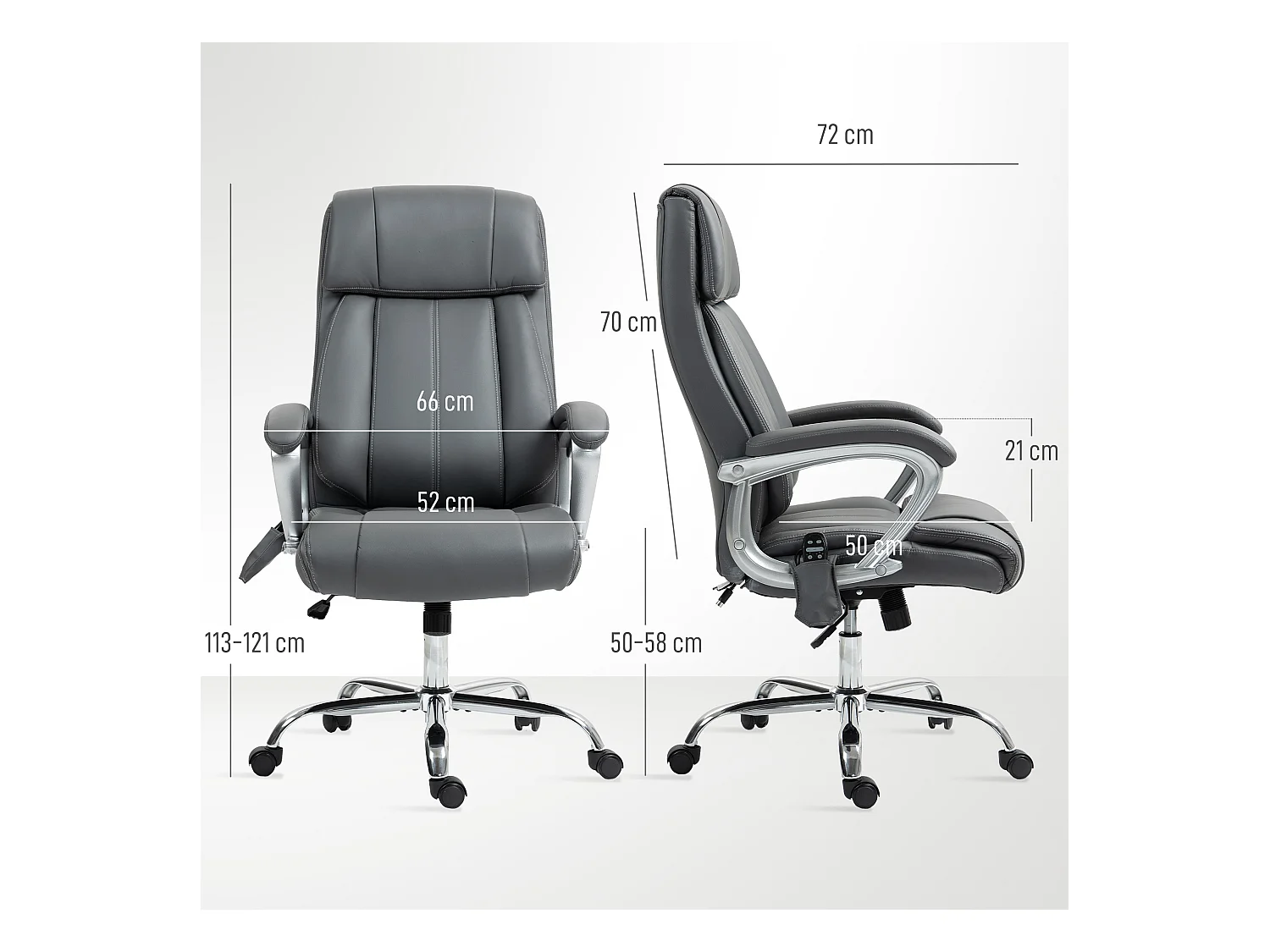 Sedia da ufficio massaggiante a 6 punti e inclinabile grigio carbone