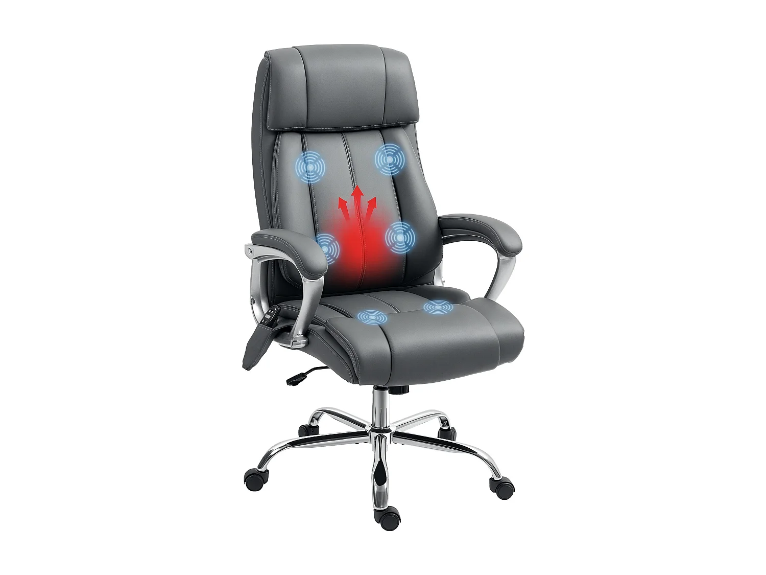 Sedia da ufficio massaggiante a 6 punti e inclinabile grigio carbone