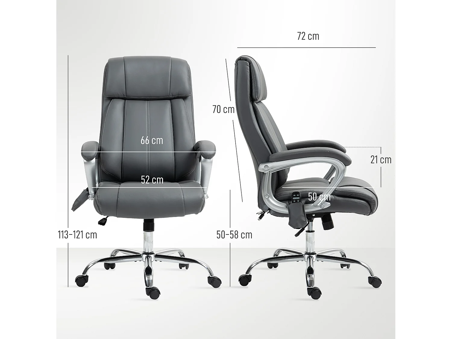 Sedia da ufficio massaggiante a 6 punti e inclinabile grigio carbone