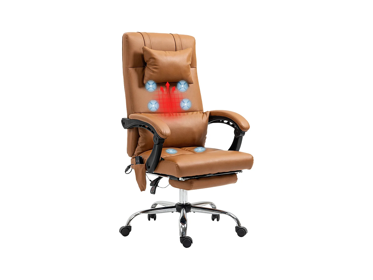 Sedia da ufficio massaggiante con poggiapiedi marrone chiaro