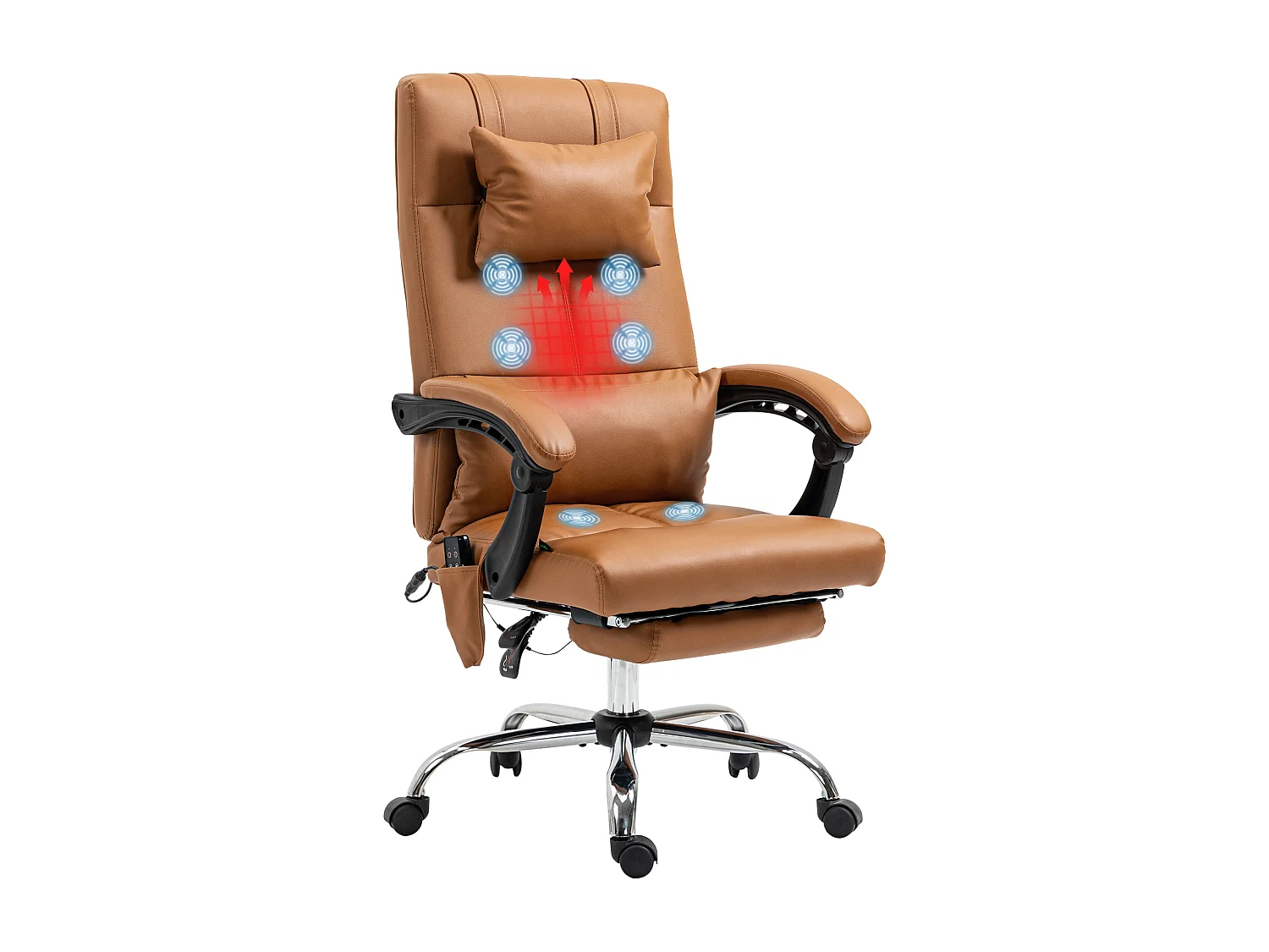 Sedia da ufficio massaggiante con poggiapiedi marrone chiaro