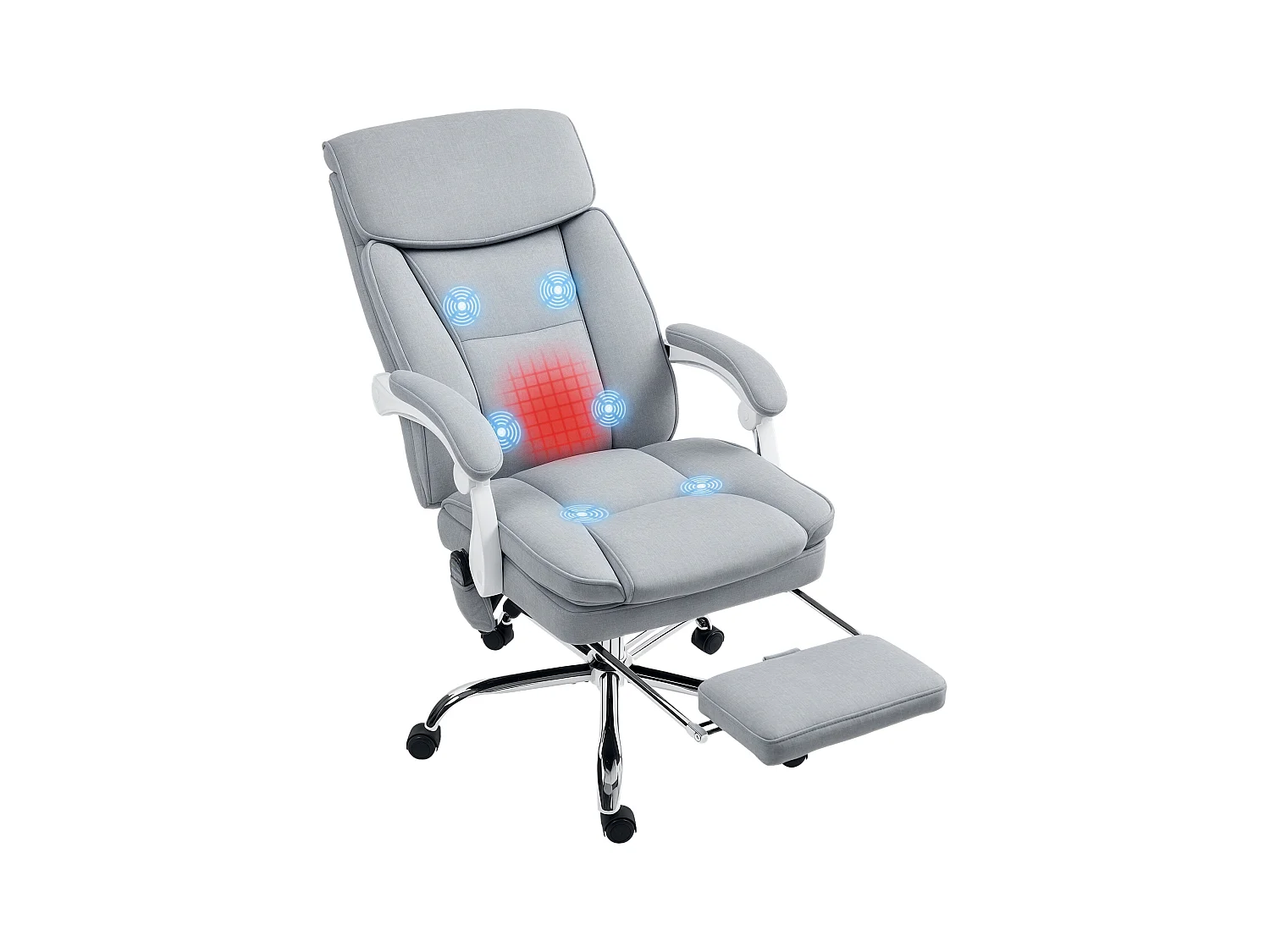 Sedia da ufficio massaggiante riscaldata e reclinabile grigio