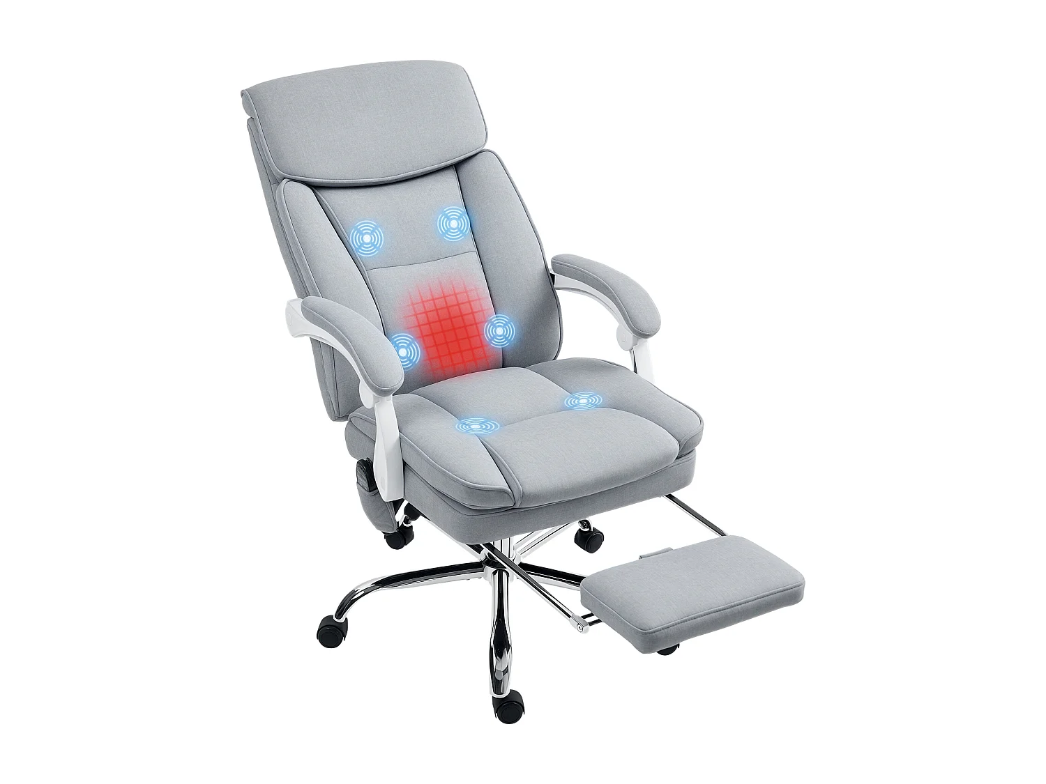 Sedia da ufficio massaggiante riscaldata e reclinabile grigio