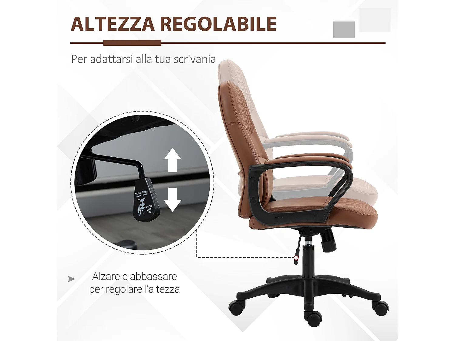 Sedia Poltrona ufficio massaggiante in similpelle marrone