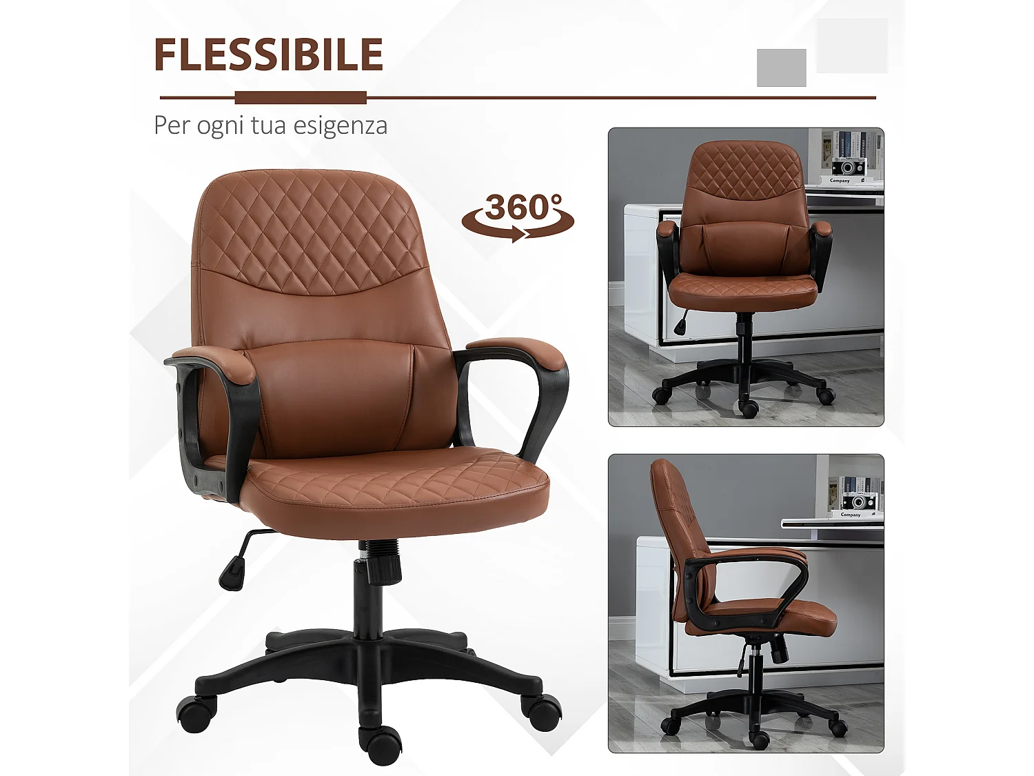 Sedia Poltrona ufficio massaggiante in similpelle marrone