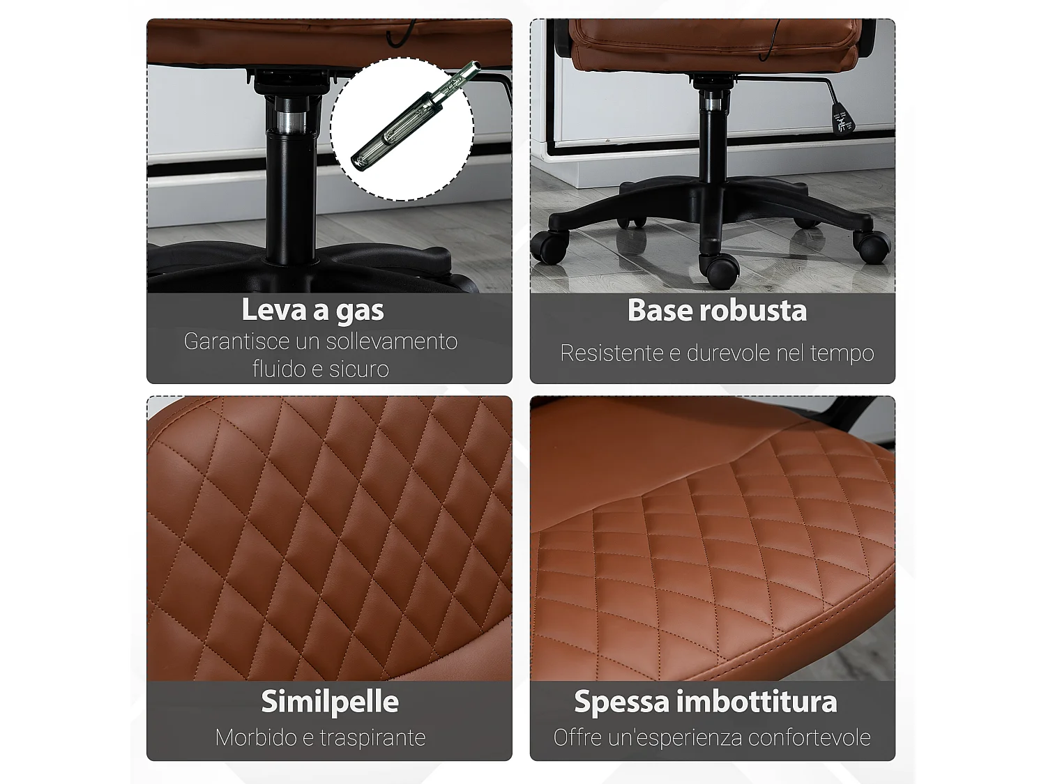 Sedia Poltrona ufficio massaggiante in similpelle marrone