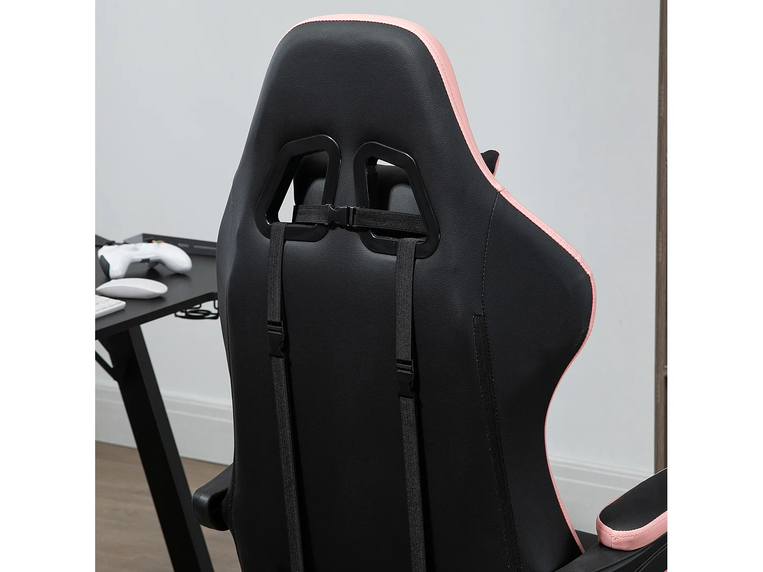 Sedia da gaming ad altezza regolabile 65x65x121-129 cm rosa e nero