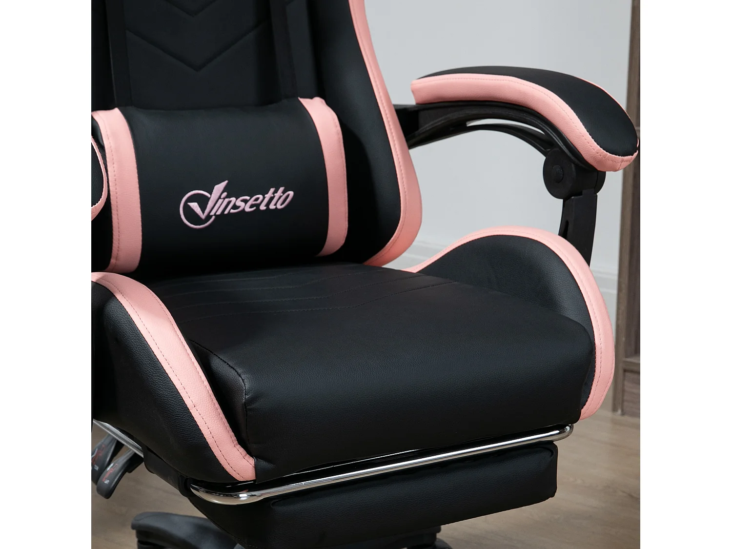 Sedia da gaming ad altezza regolabile 65x65x121-129 cm rosa e nero