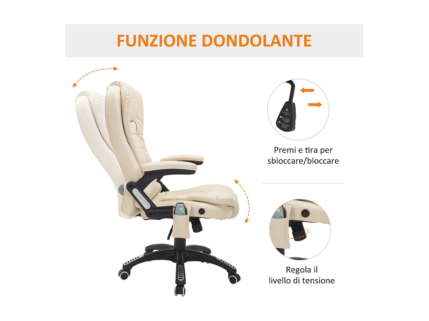 Poltrona massaggiante da ufficio a 6 punti in pu beige