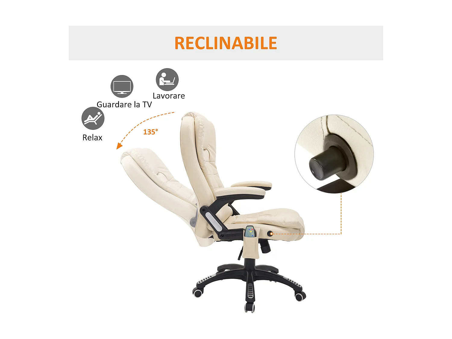 Poltrona massaggiante da ufficio a 6 punti in pu beige